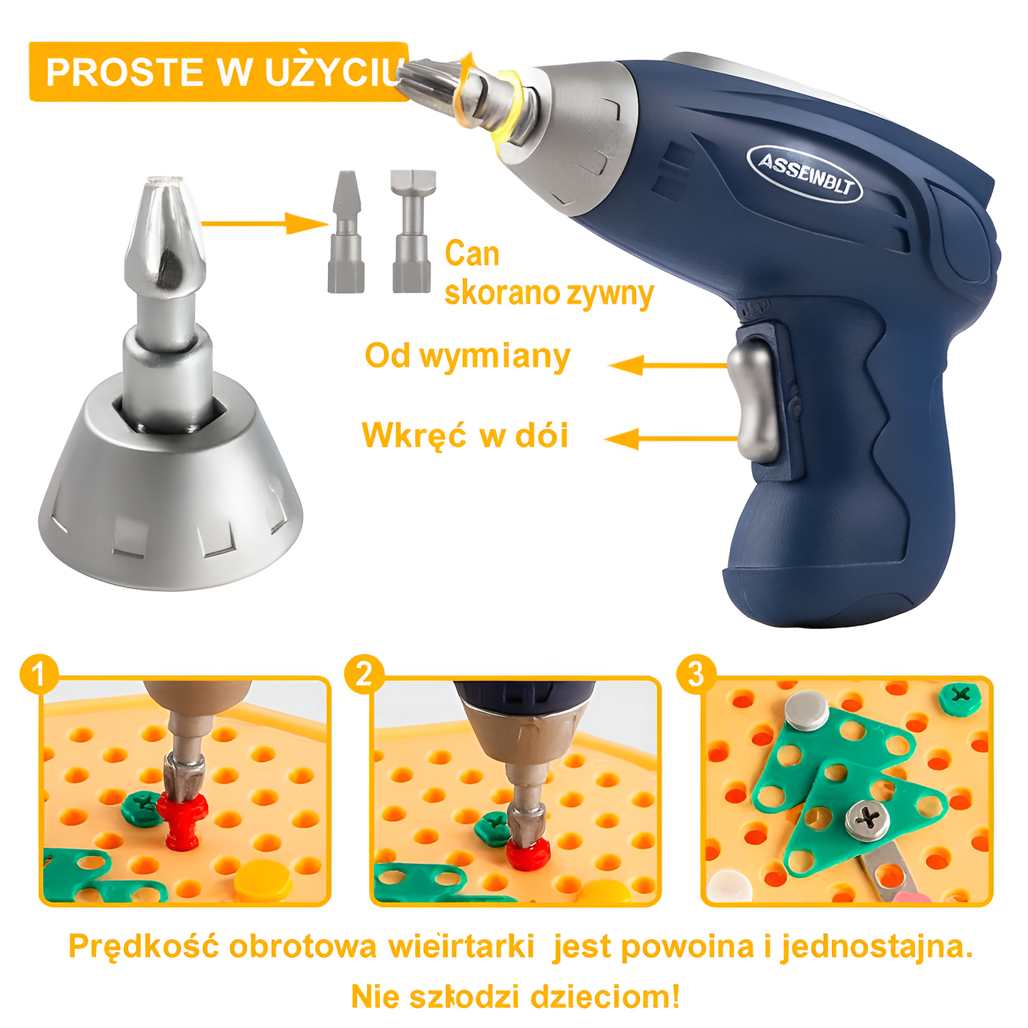 Zabawka Edukacyjna Montessori Konstrukcyjna z Elektryczną Wiertarką