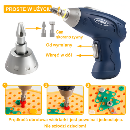 Zabawka Edukacyjna Montessori Konstrukcyjna z Elektryczną Wiertarką