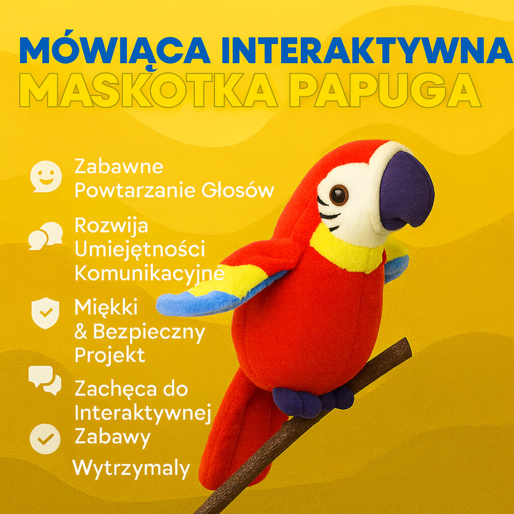 Zabawka Interaktywna Mówiąca Papuga Pluszowa Edukacyjna Dzieci