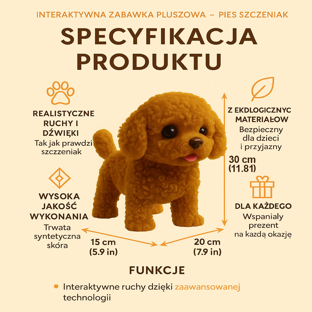 Zabawka Interaktywna Realistyczny Pluszowy Piesek Chodzący