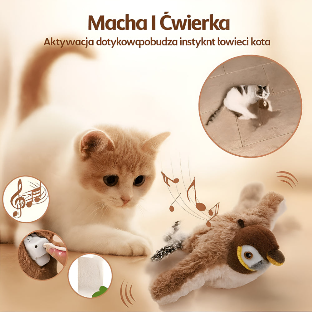 Zabawka Kota Interaktywna Pluszowy Ptak Dźwięk Aktywacja Ruch