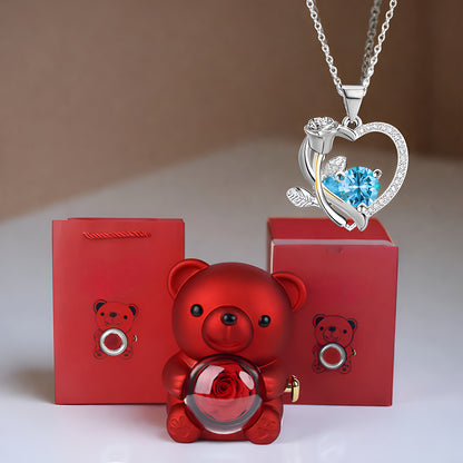 Set de Regalo Romántico Collar Corazón Oso Decorativo