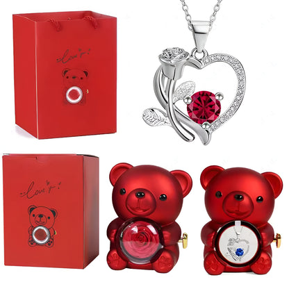 Set de Regalo Romántico Collar Corazón Oso Decorativo