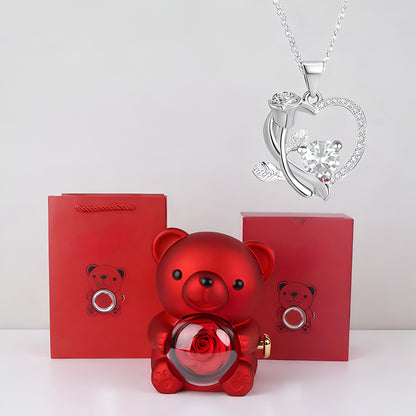 Set de Regalo Romántico Collar Corazón Oso Decorativo