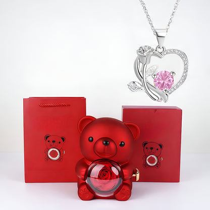 Set de Regalo Romántico Collar Corazón Oso Decorativo