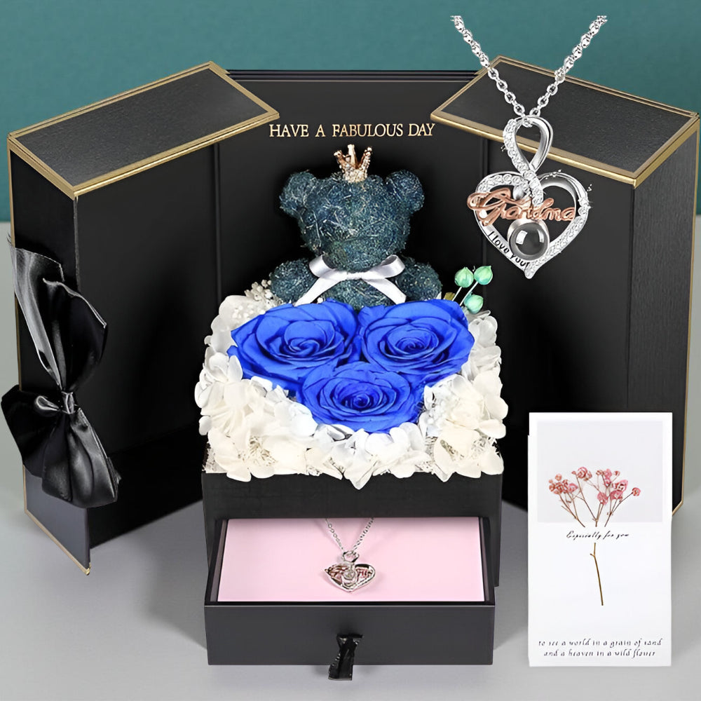 Set de Regalo Rosas Oso Collar