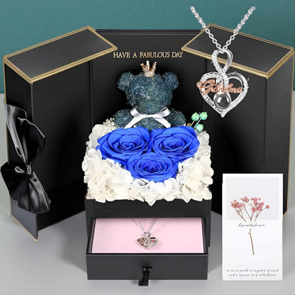 Set de Regalo Rosas Oso Collar