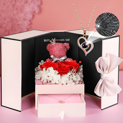 Set de Regalo Rosas Oso Collar