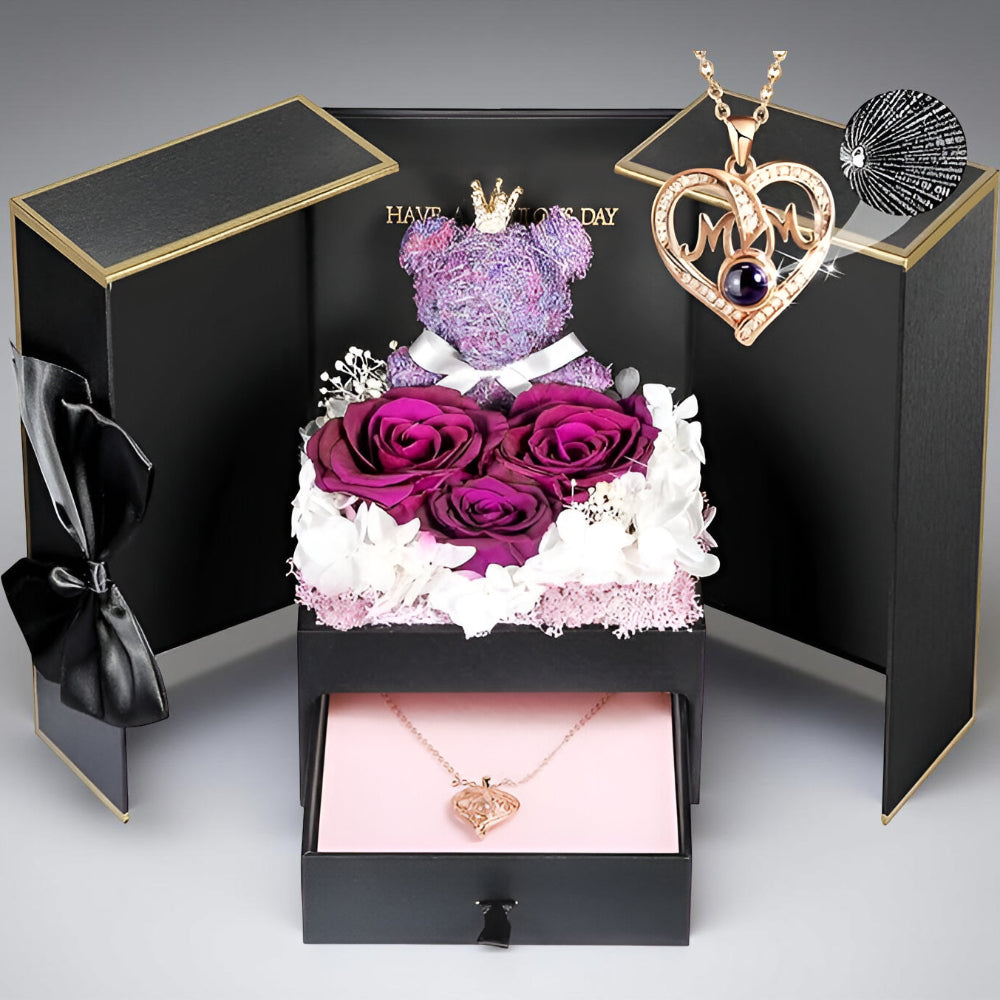 Set de Regalo Rosas Oso Collar