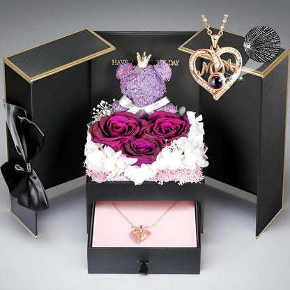 Set de Regalo Rosas Oso Collar