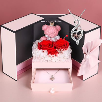 Set de Regalo Rosas Oso Collar