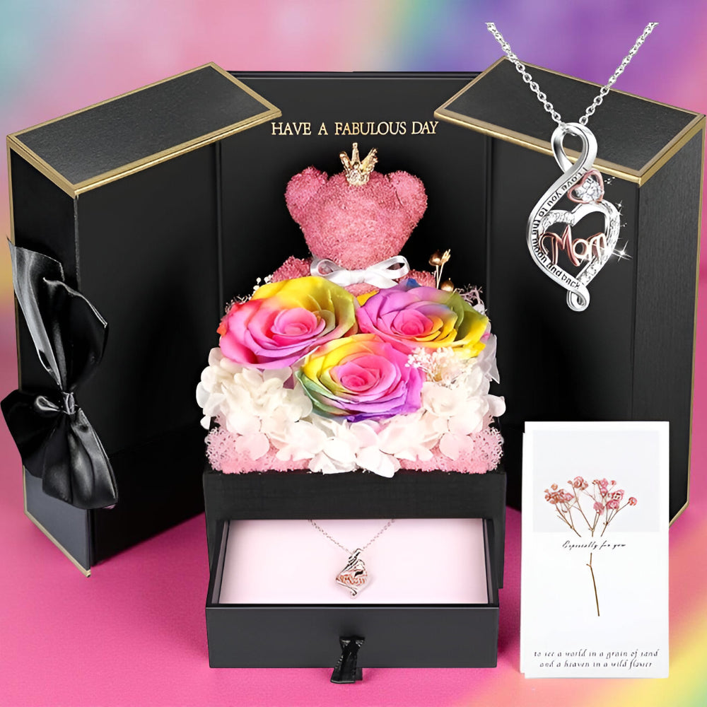 Set de Regalo Rosas Oso Collar