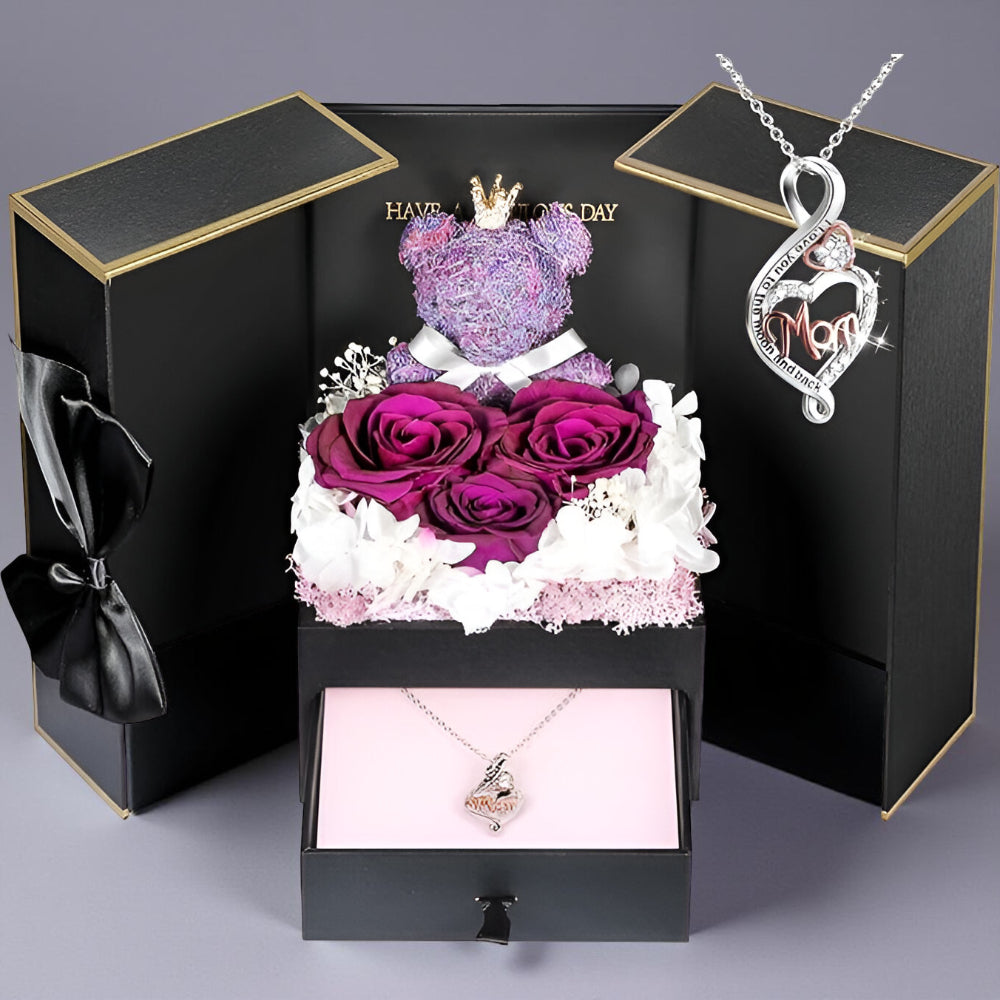 Set de Regalo Rosas Oso Collar
