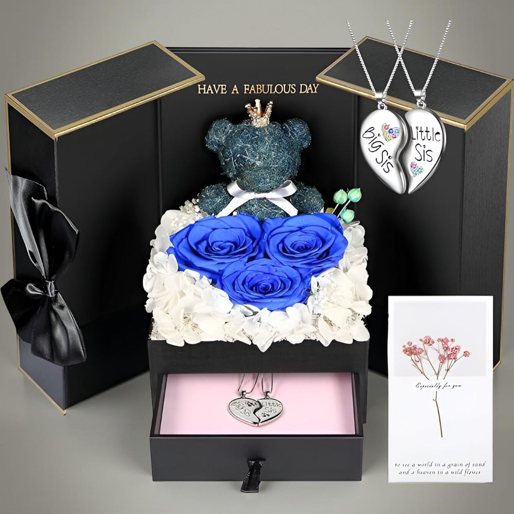 Set de Regalo Rosas Oso Collar