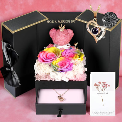Set de Regalo Rosas Oso Collar