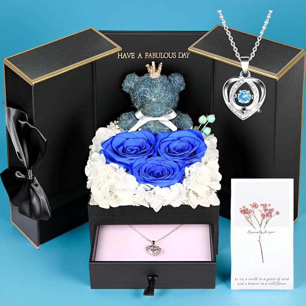 Set de Regalo Rosas Oso Collar