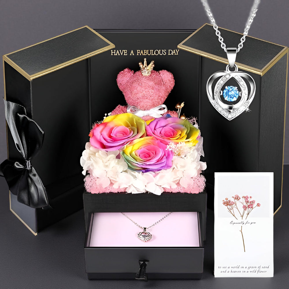 Set de Regalo Rosas Oso Collar