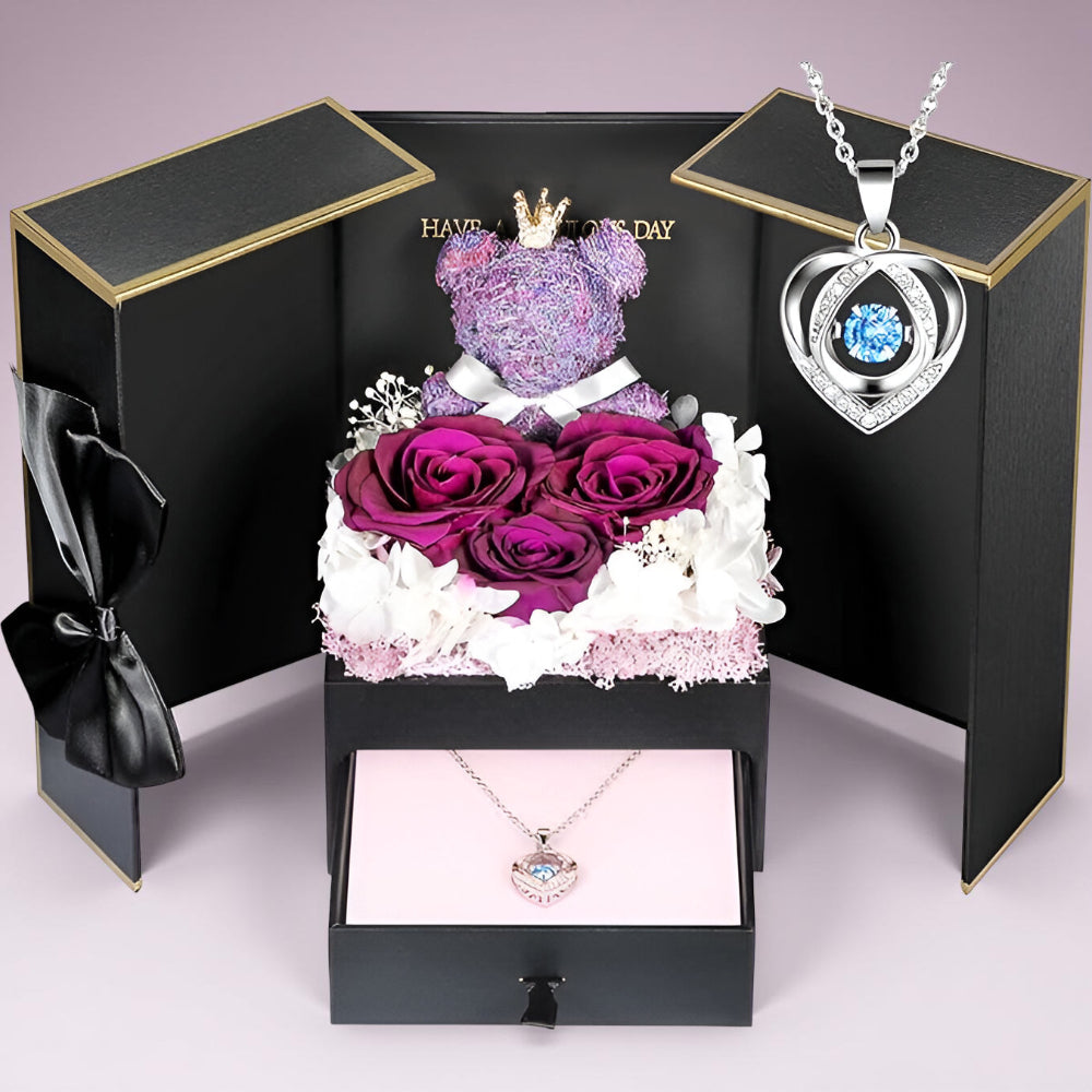 Set de Regalo Rosas Oso Collar