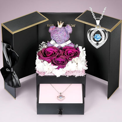 Set de Regalo Rosas Oso Collar