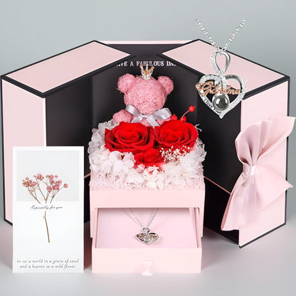 Set de Regalo Rosas Oso Collar