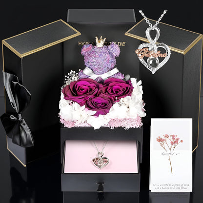 Set de Regalo Rosas Oso Collar