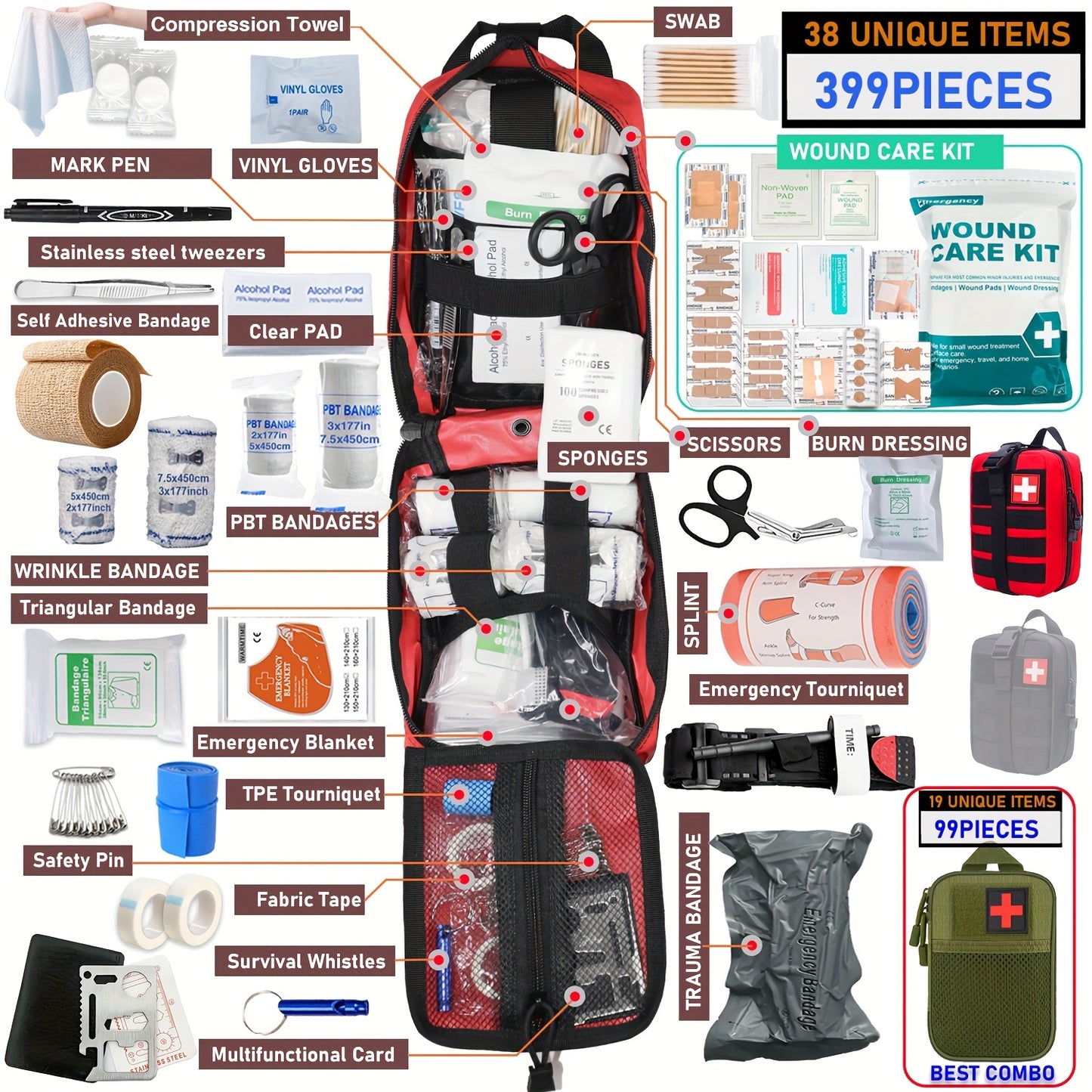 Zestaw Survival Apteczka Pierwszej Pomocy Turystyczna Przenośny 10