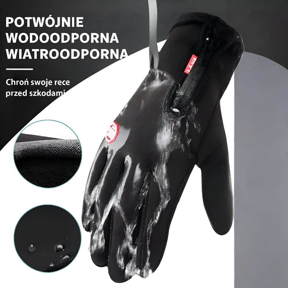 Zimowe Rękawice Ocieplane Wodoodporne Antypoślizgowy Chwyt
