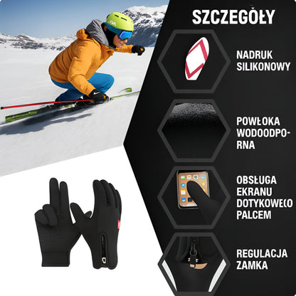 Zimowe Rękawice Ocieplane Wodoodporne Antypoślizgowy Chwyt