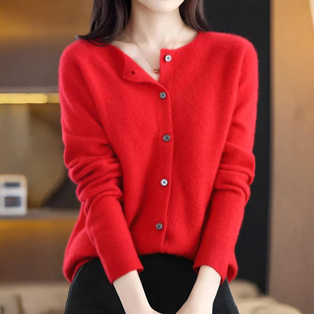 Damski Klasyczny Dzianinowy Kardigan Guziki Styl Codzienny