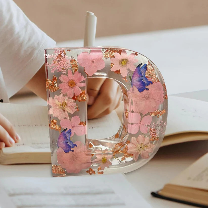 Lampada da notte LED Lettera Fiori Decorazione Resina Festa della Mamma