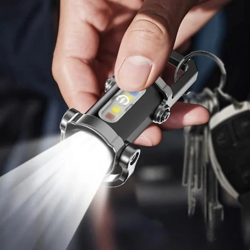 Torcia LED Portachiavi Escursionismo Multifunzione USB Impermeabile