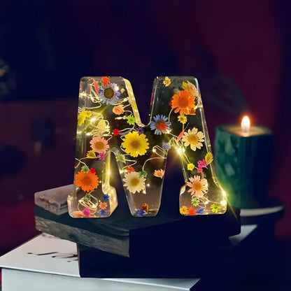 Lampada da notte LED Lettera Fiori Decorazione Resina Festa della Mamma