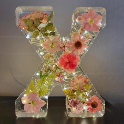 Lampada da notte LED Lettera Fiori Decorazione Resina Festa della Mamma