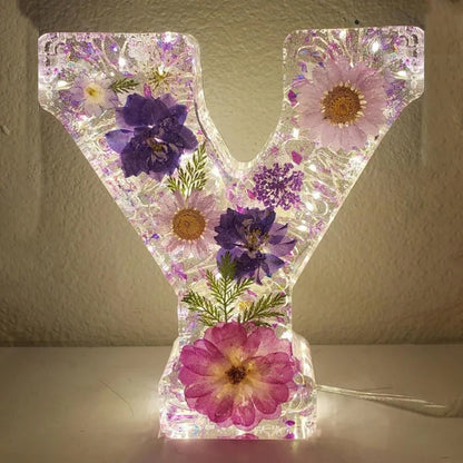 Lampada da notte LED Lettera Fiori Decorazione Resina Festa della Mamma