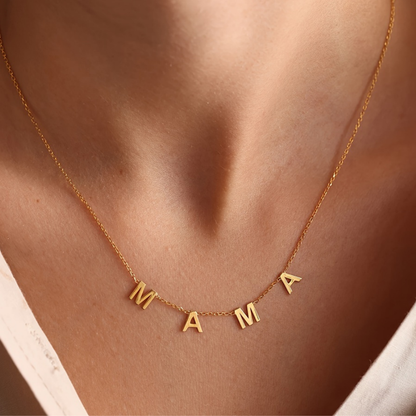 Women's Necklace Mama Gold Letters Steel Mothers Day
