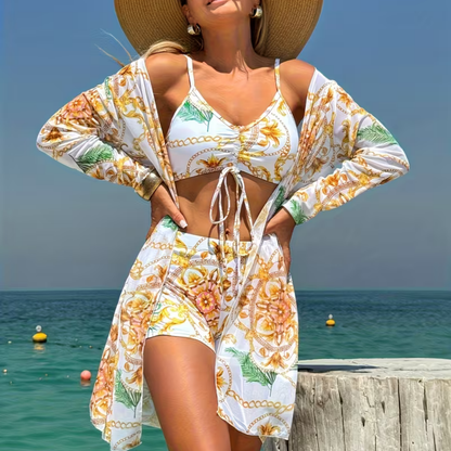 Women's Swimsuit Three-Piece Bikini Shorts Cover-Up