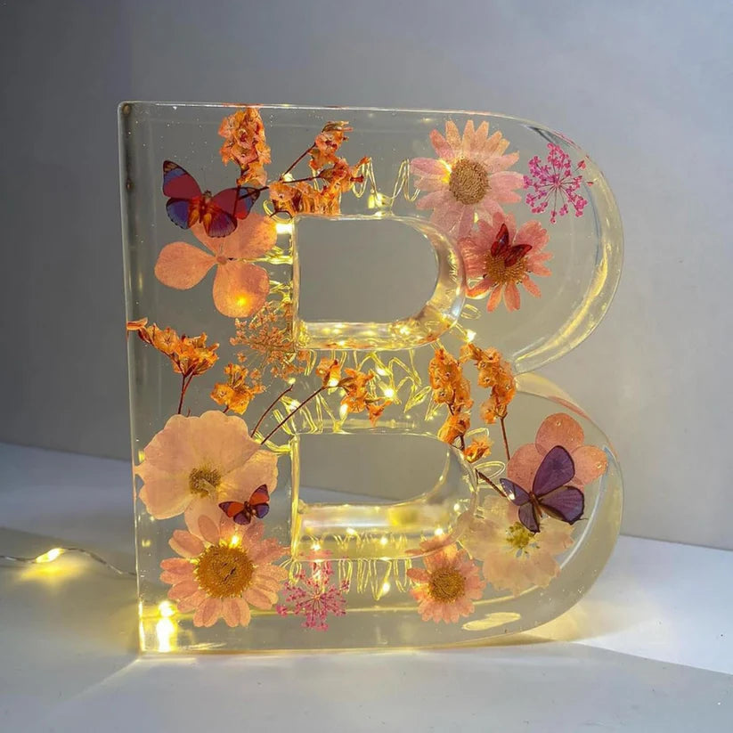 Lampada da notte LED Lettera Fiori Decorazione Resina Festa della Mamma