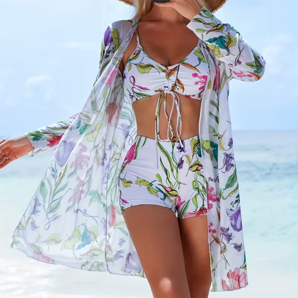 Women's Swimsuit Three-Piece Bikini Shorts Cover-Up