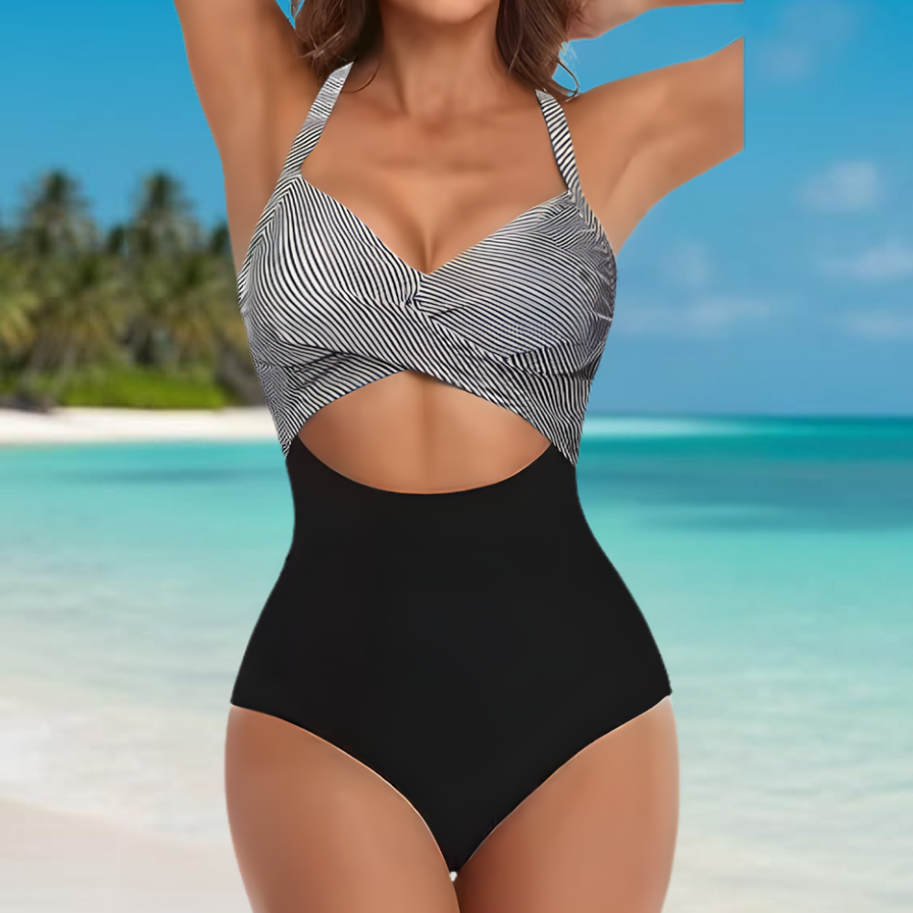 Women's One-Piece Shaping Push-Up Swimsuit with Cutouts