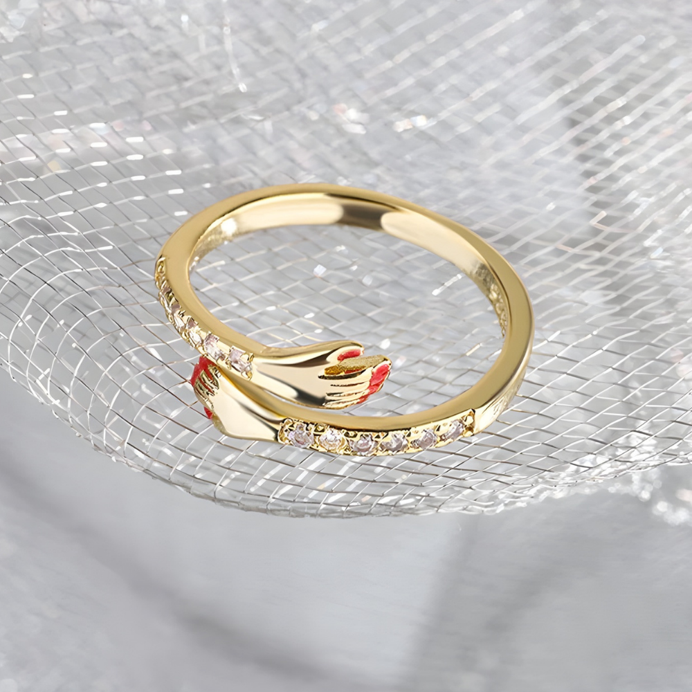 Anello Donna Regolabile Stretta di Mano Simbolo d'Amore Festa della Mamma