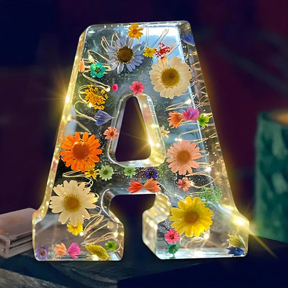 Lampada da notte LED Lettera Fiori Decorazione Resina Festa della Mamma