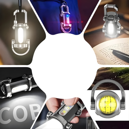 Torcia LED Portachiavi Escursionismo Multifunzione USB Impermeabile
