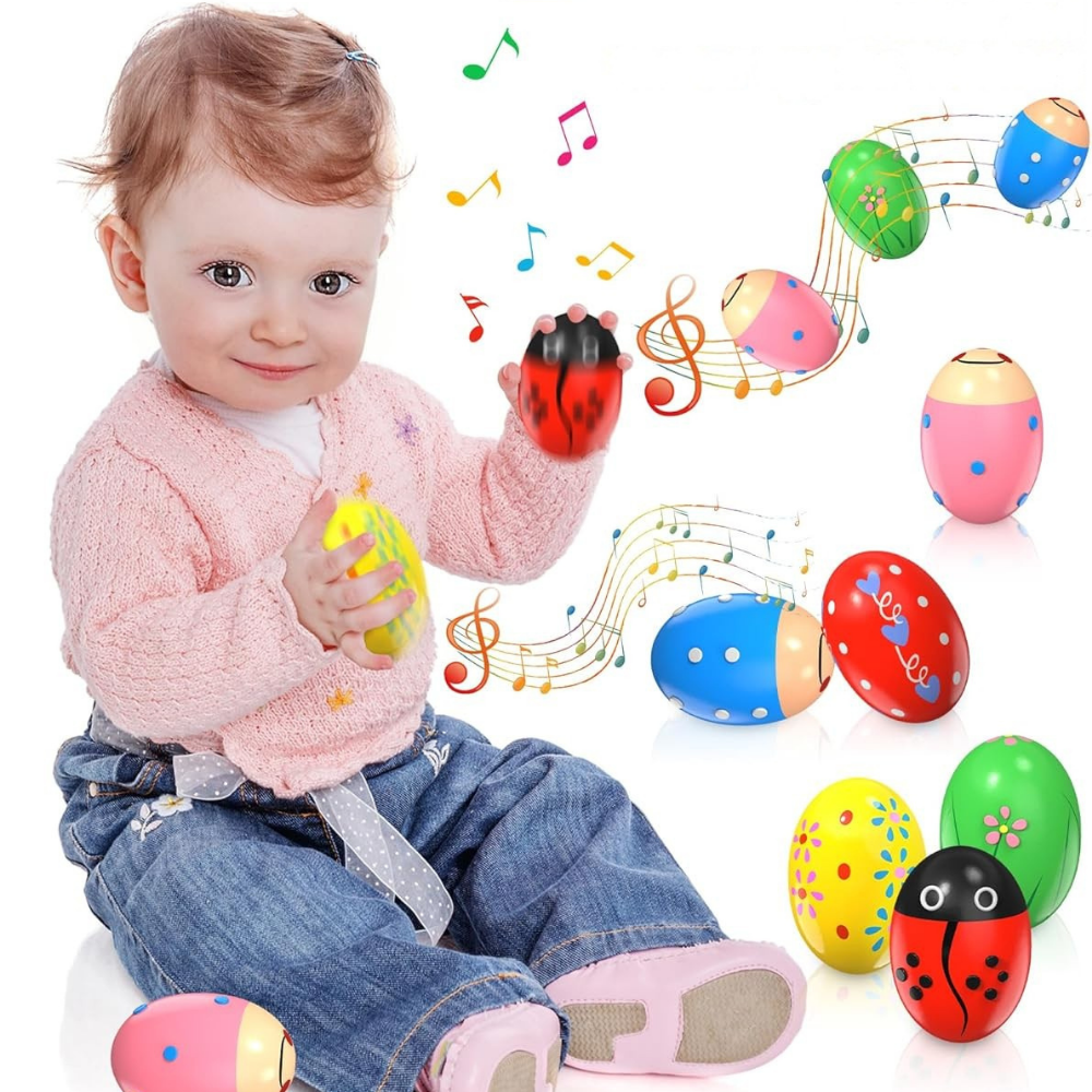 Sonajeros de Madera Huevos Musicales Juego Educativo de Pascua