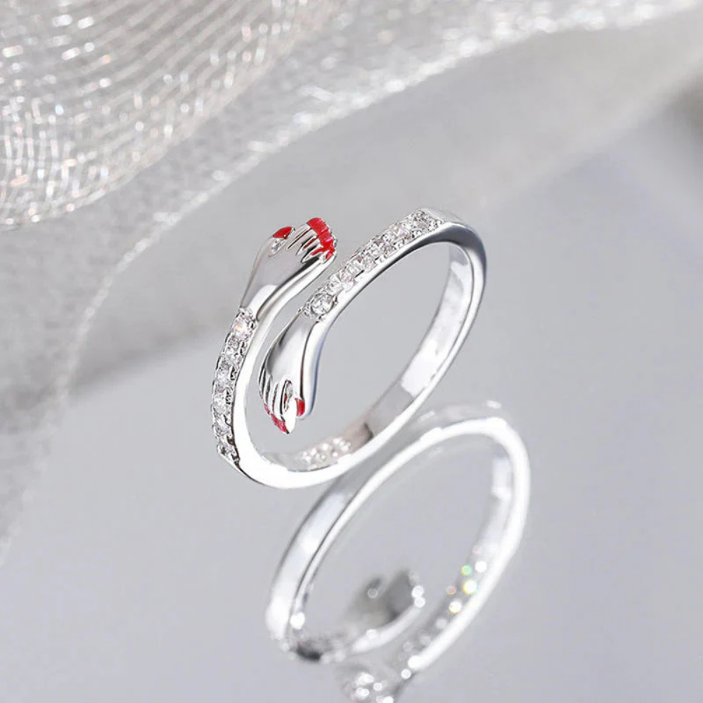 Anello Donna Regolabile Stretta di Mano Simbolo d'Amore Festa della Mamma