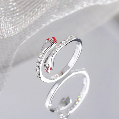 Anello Donna Regolabile Stretta di Mano Simbolo d'Amore Festa della Mamma