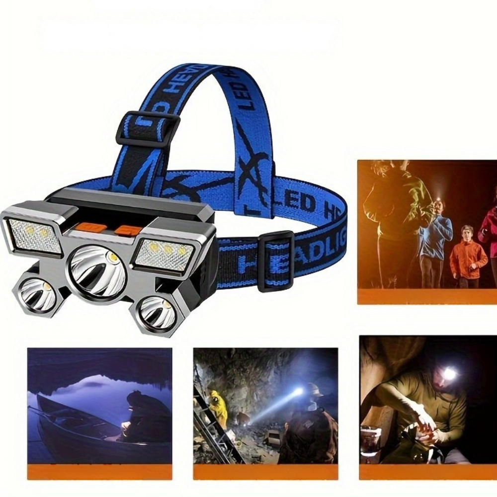 Latarka Czołowa LED Hiking USB Mocna Regulowana Outdoor