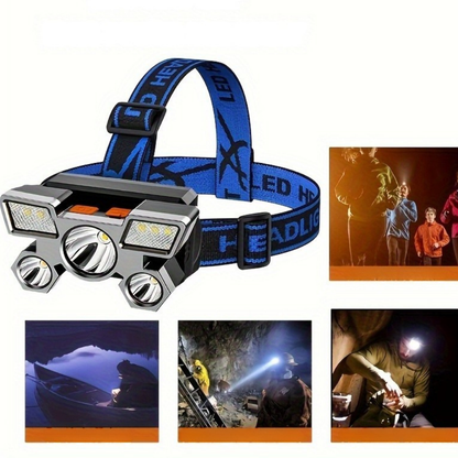 Latarka Czołowa LED Hiking USB Mocna Regulowana Outdoor