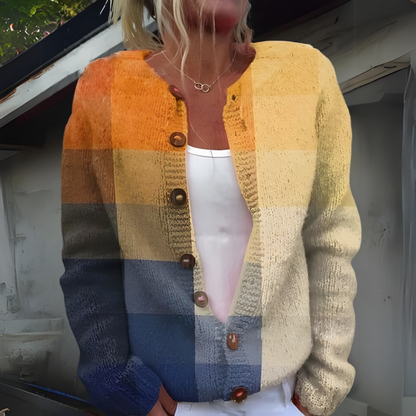 Cardigan Women Floral Button Knit Warm