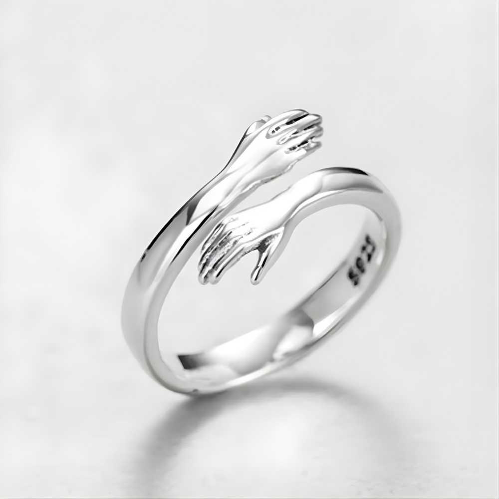 Anello Donna Regolabile Stretta di Mano Simbolo d'Amore Festa della Mamma