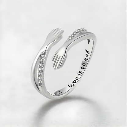 Anello Donna Regolabile Stretta di Mano Simbolo d'Amore Festa della Mamma